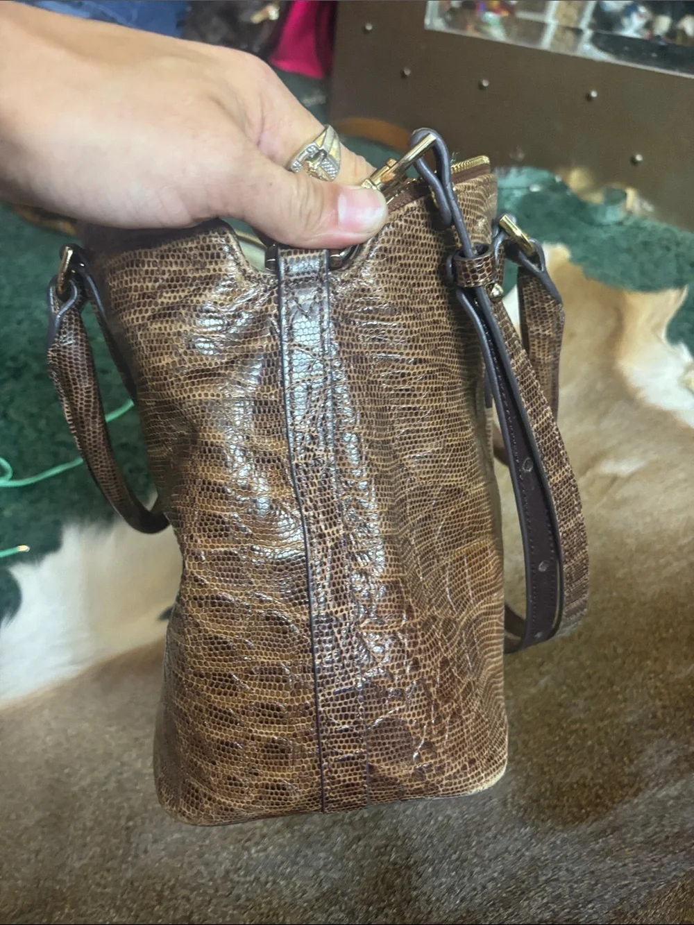 Brahmin lizard leather 2way duxbury bag